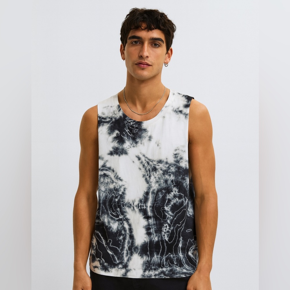 Zara Black and White Tie-Dye Tank Top